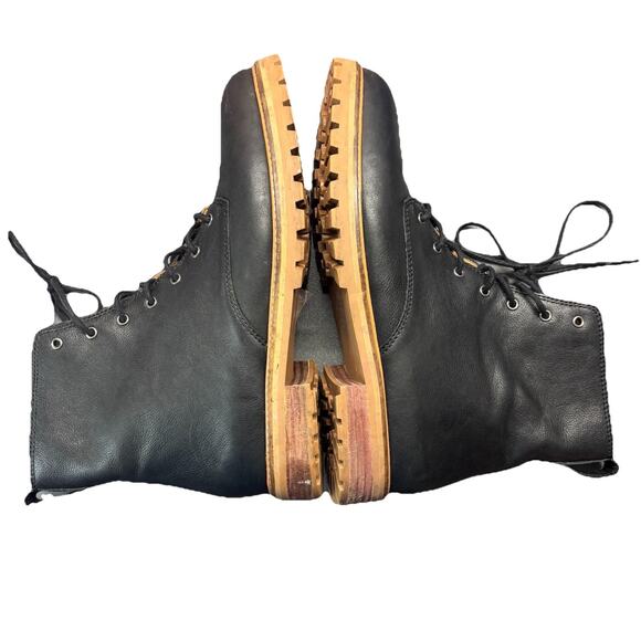 Madewell Claire Soft Leather Combat Boot Womens 9 Black Lugsole Lace Up Chunky - Picture 5 of 13